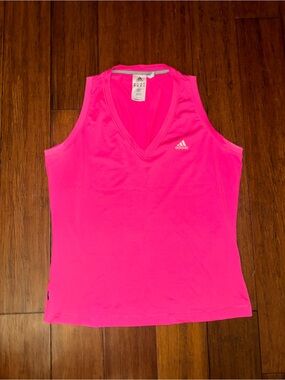 Adidas Climalite Hot Pink Sleeveless V-Neck Athletic Tank Top XL